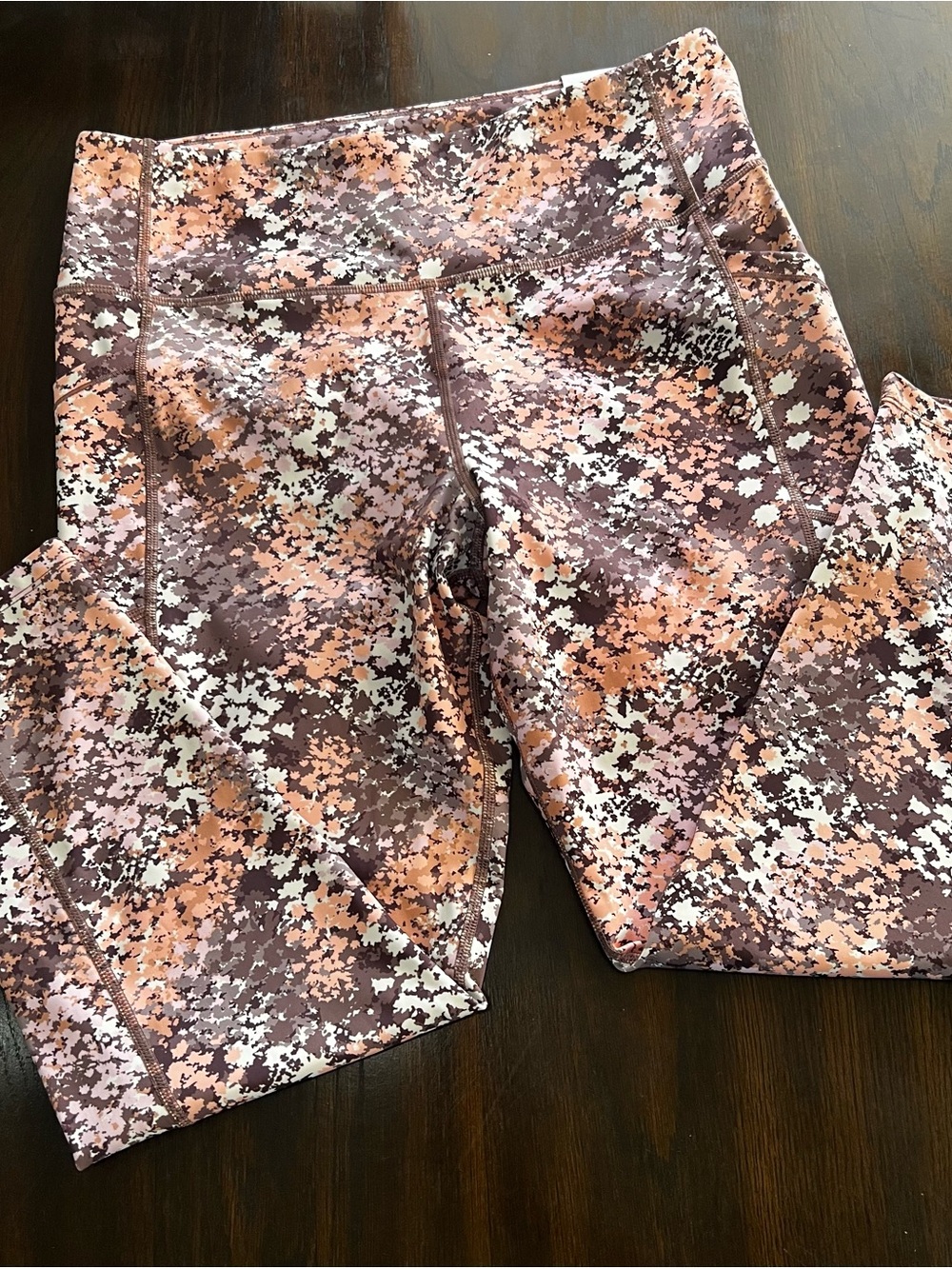 Calvin Klein Floral Print Active Leggings - Pink & Brown